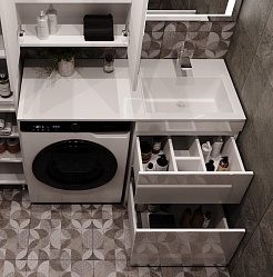 Style Line Мебель для ванной Даймонд 120 R glass, Люкс белая, PLUS	 – фотография-6